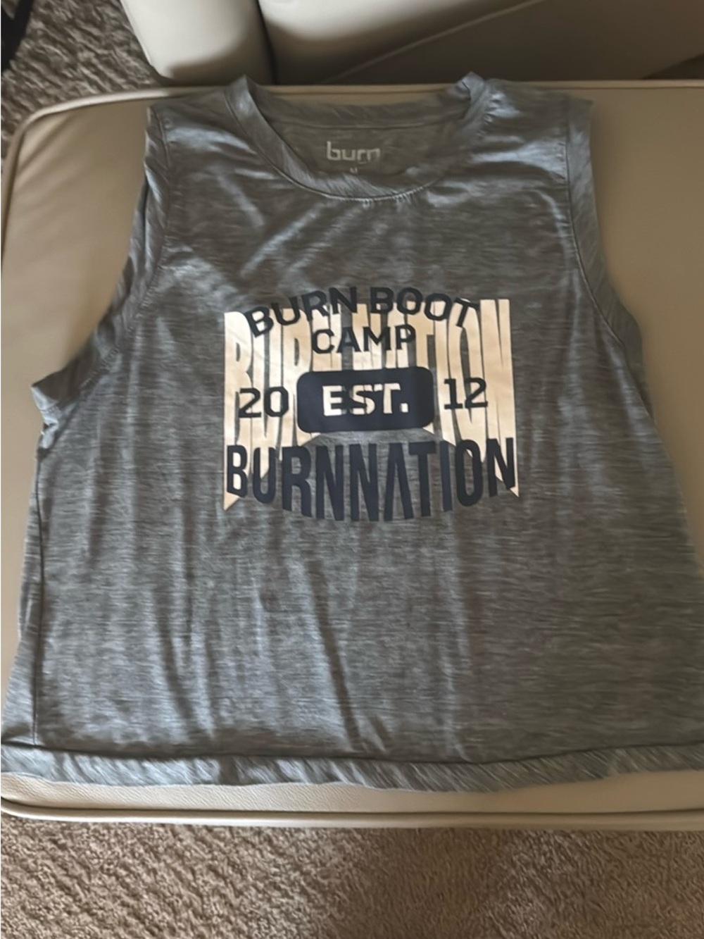 Burn Nation Women's Gray Sleeveless Muscle Tee - Graphic Front